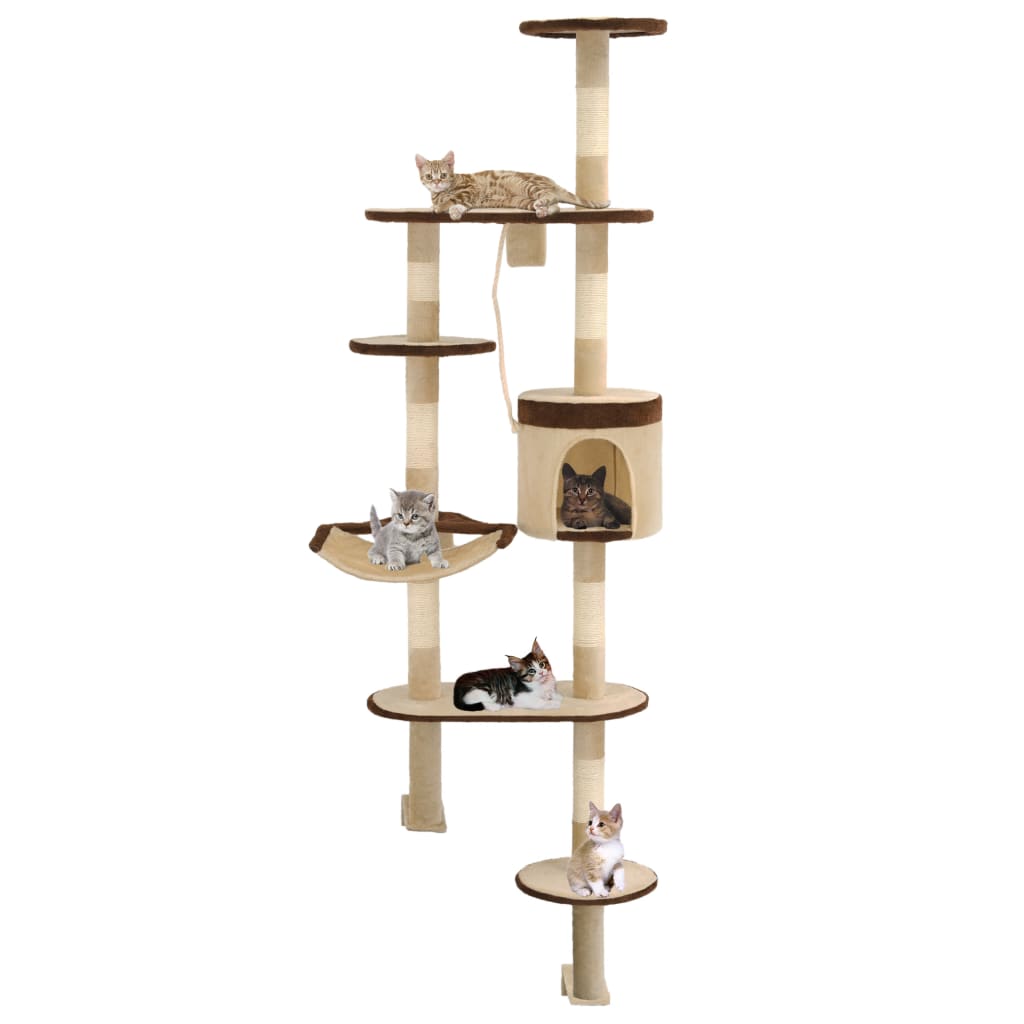Vidaxl Cat Grakeding Post con pali graffiati Montaggio a parete 194 cm Beige Brown