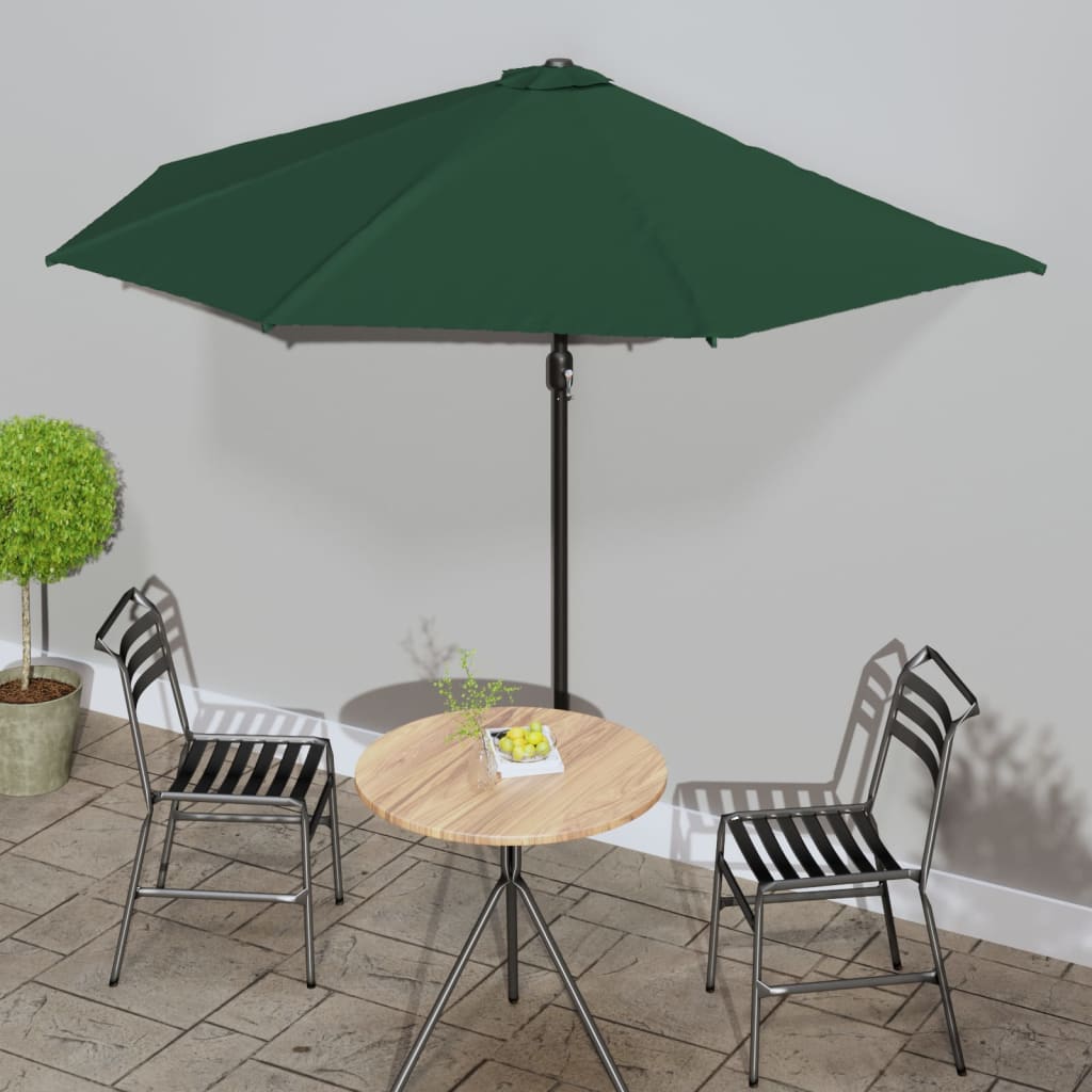 BIDAXL BALCONY PARASOL HALV MED ALUMINUM POLE 300X155 CM GRÖN