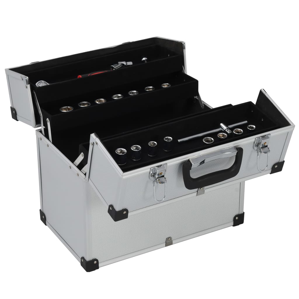 Vidaxl Tool Case 38x22.5x34 cm aluminiumsølvfarget