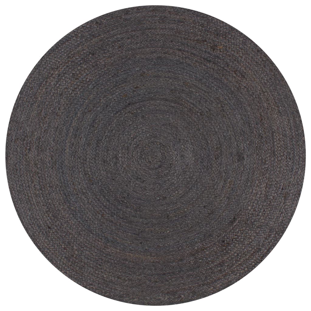 Vidaxl Teppich handgefertigt um 120 cm Jute dunkelgrau
