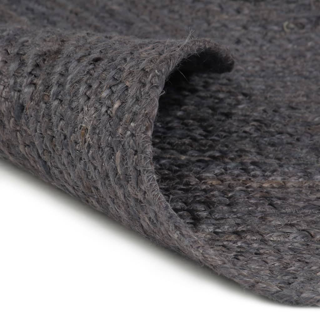 Vidaxl Teppich handgefertigt um 120 cm Jute dunkelgrau