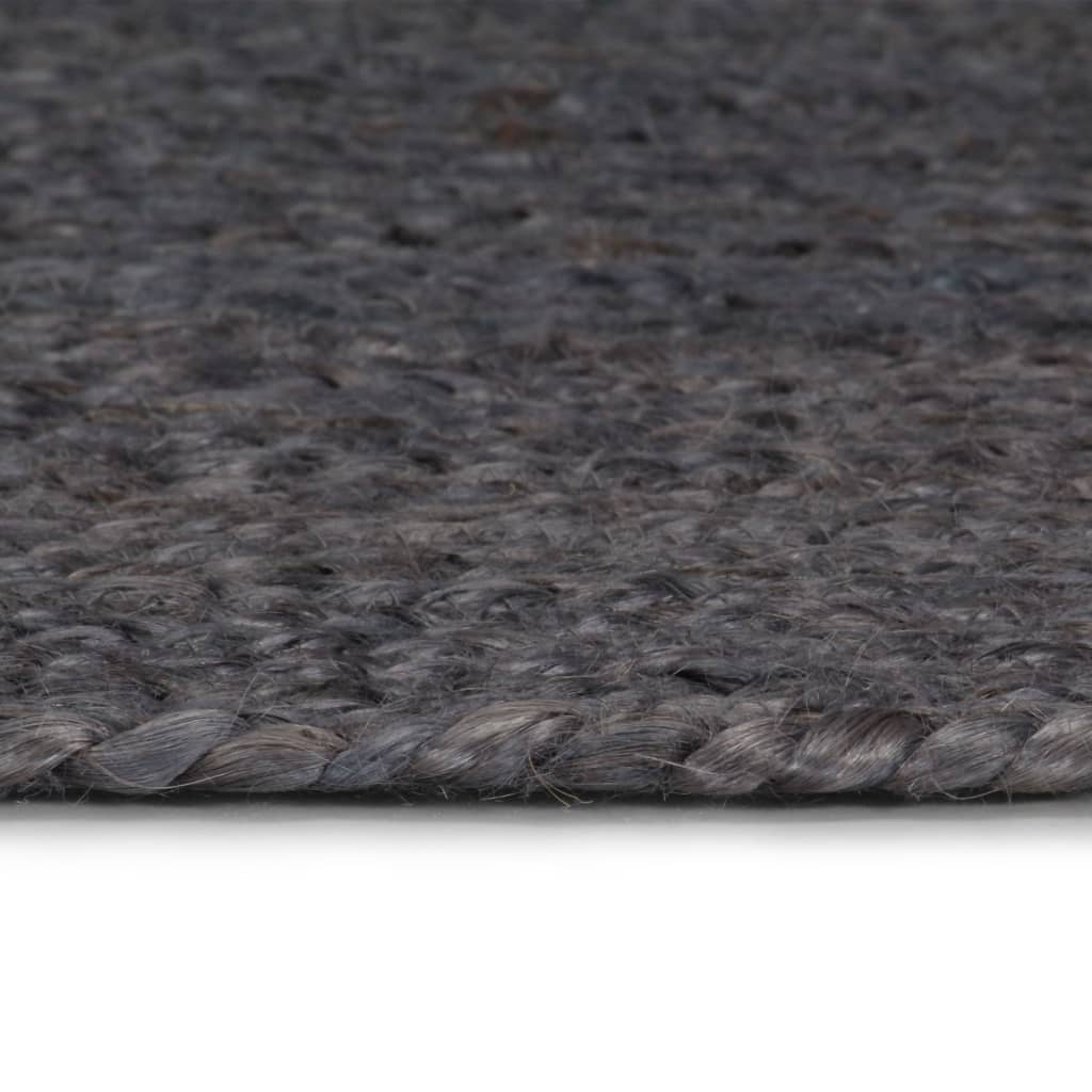 Vidaxl Teppich handgefertigt um 120 cm Jute dunkelgrau