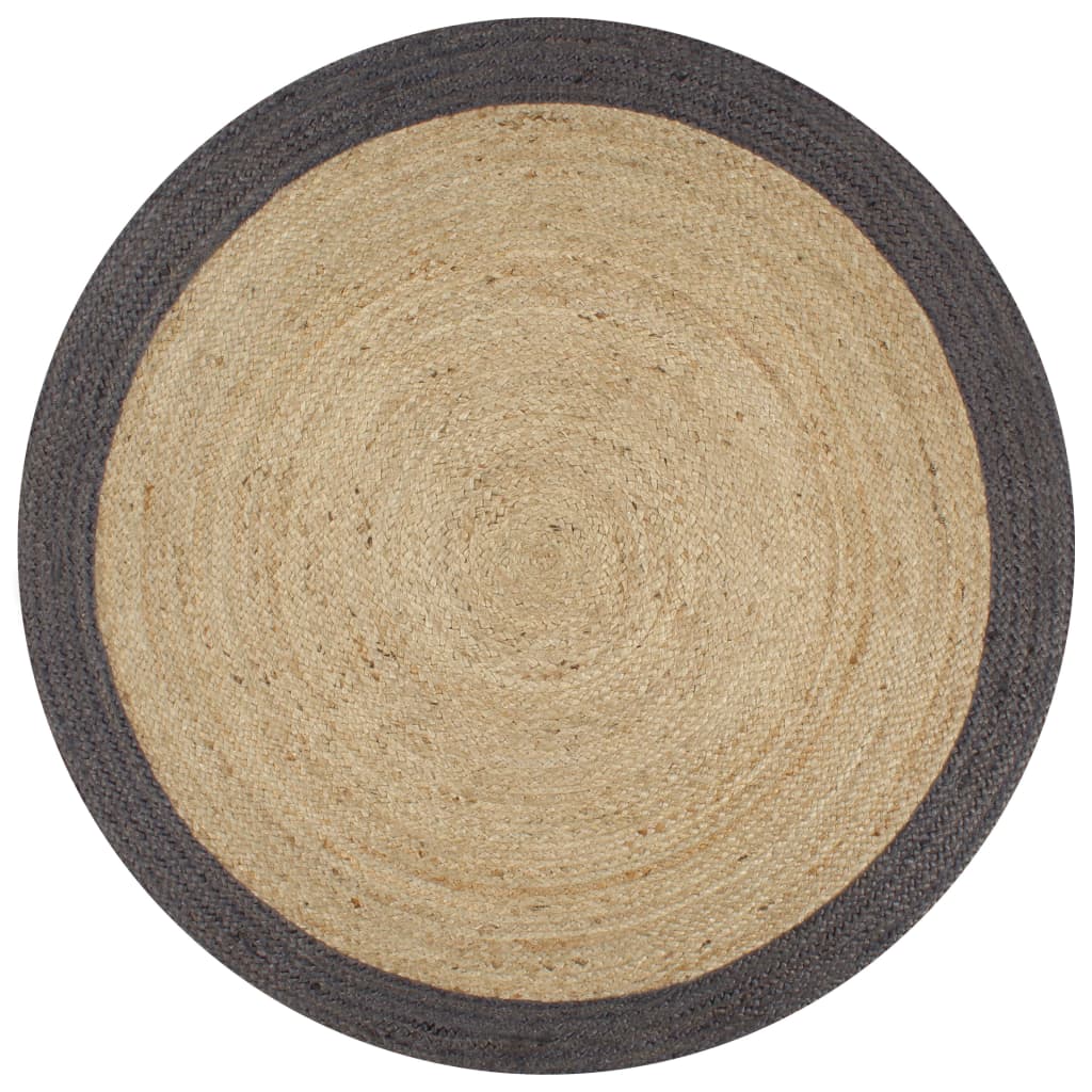 Viaxl tapis fait à la main avec une bordure gris foncé 120 cm jute
