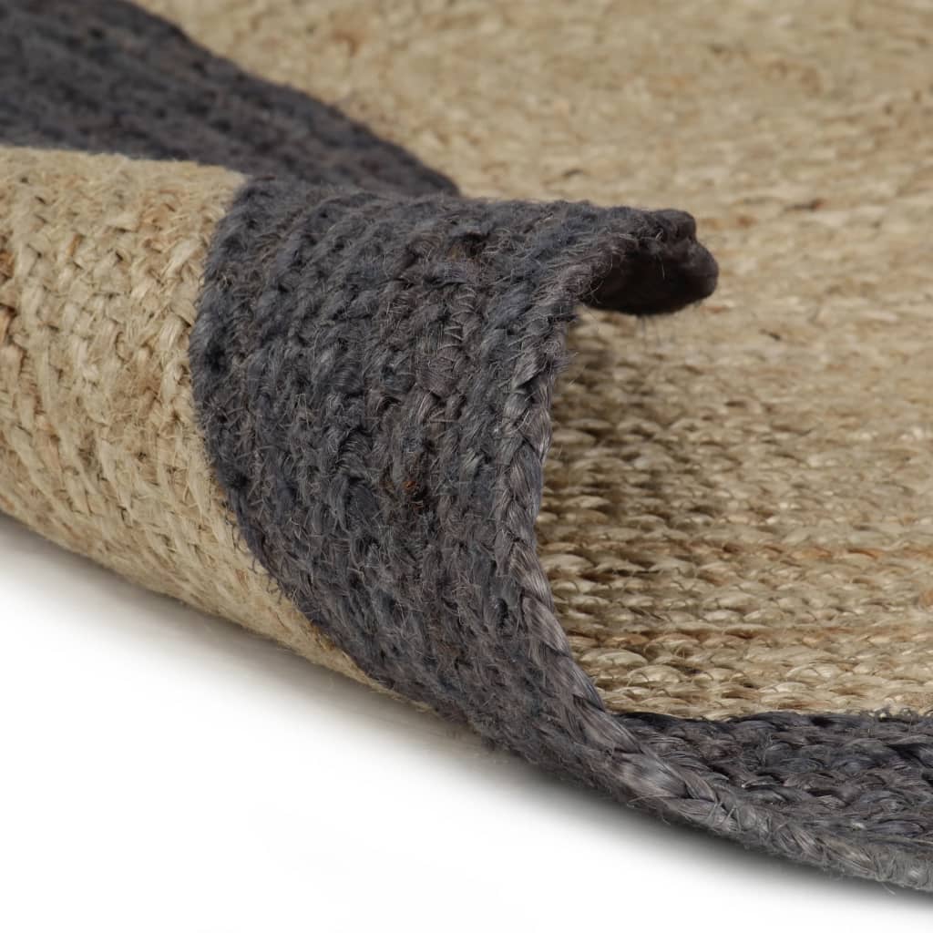 Viaxl tapis fait à la main avec une bordure gris foncé 120 cm jute