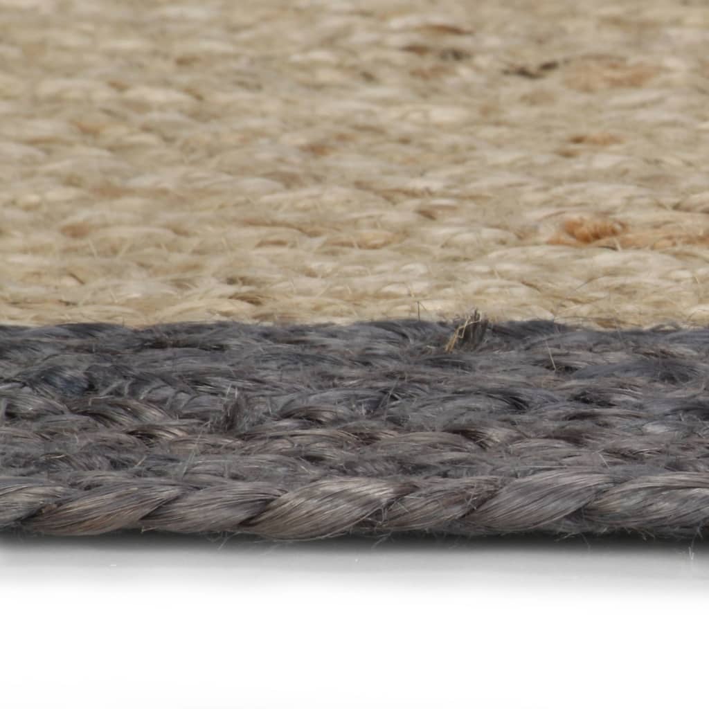 Viaxl tapis fait à la main avec une bordure gris foncé 120 cm jute