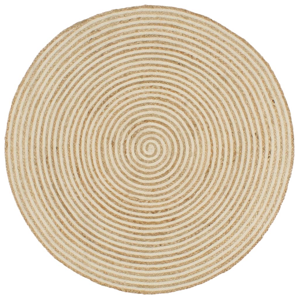 Viaxl tapis fait à la main avec design en spirale 90 cm de jute blanc