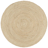 Viaxl tapis fait à la main avec design en spirale 90 cm de jute blanc