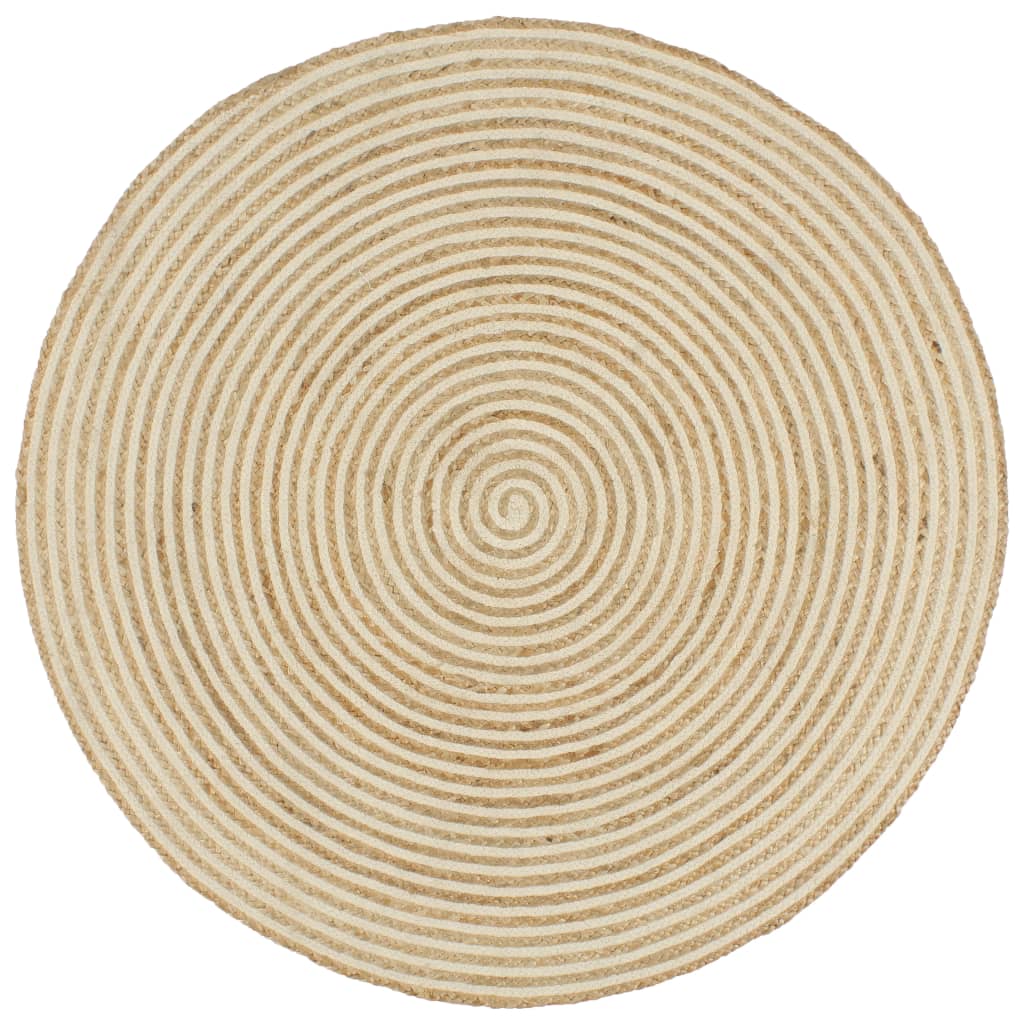 Viaxl tapis fait à la main avec design en spirale 150 cm de jute blanc