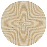 Viaxl tapis fait à la main avec design en spirale 150 cm de jute blanc