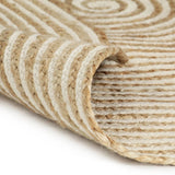 Viaxl tapis fait à la main avec design en spirale 150 cm de jute blanc