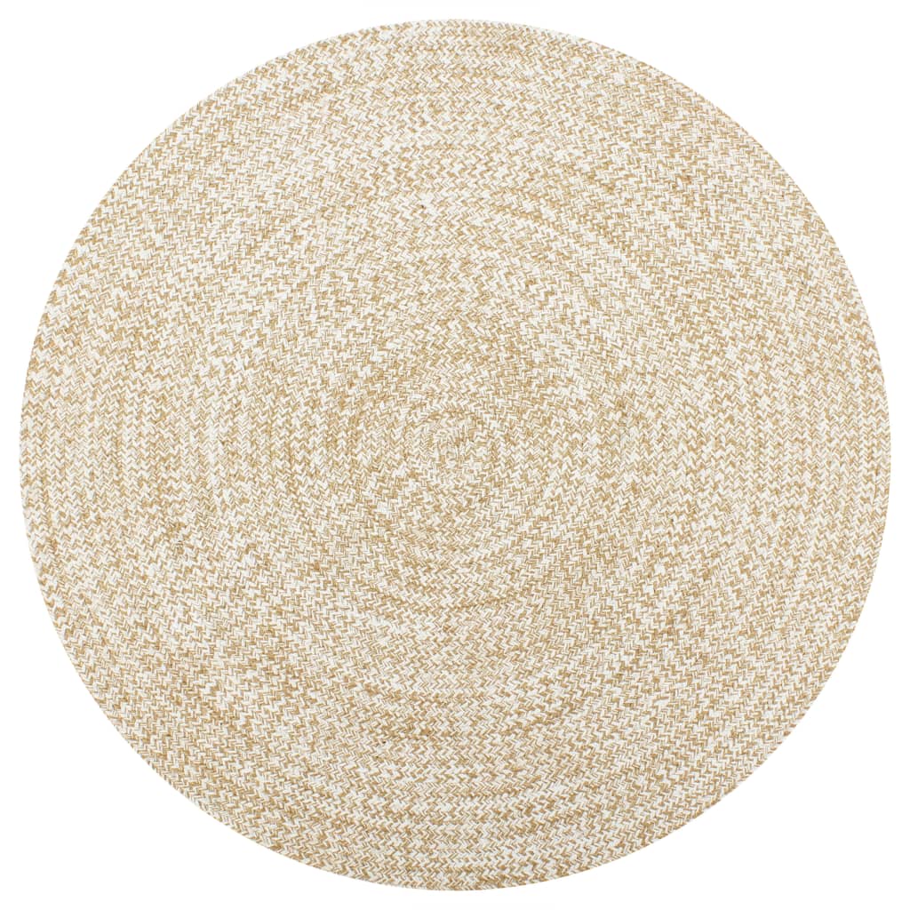 Vidaxl teppe håndlaget 120 cm jute hvit og naturlig