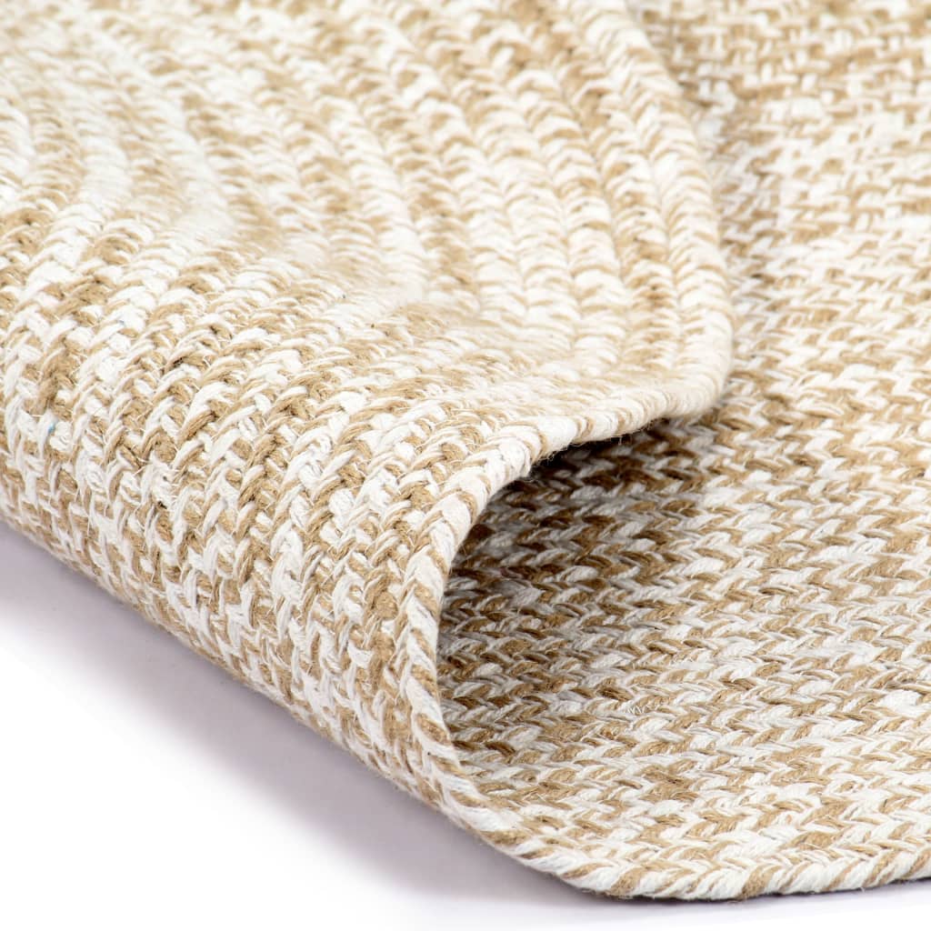 Vidaxl teppe håndlaget 120 cm jute hvit og naturlig