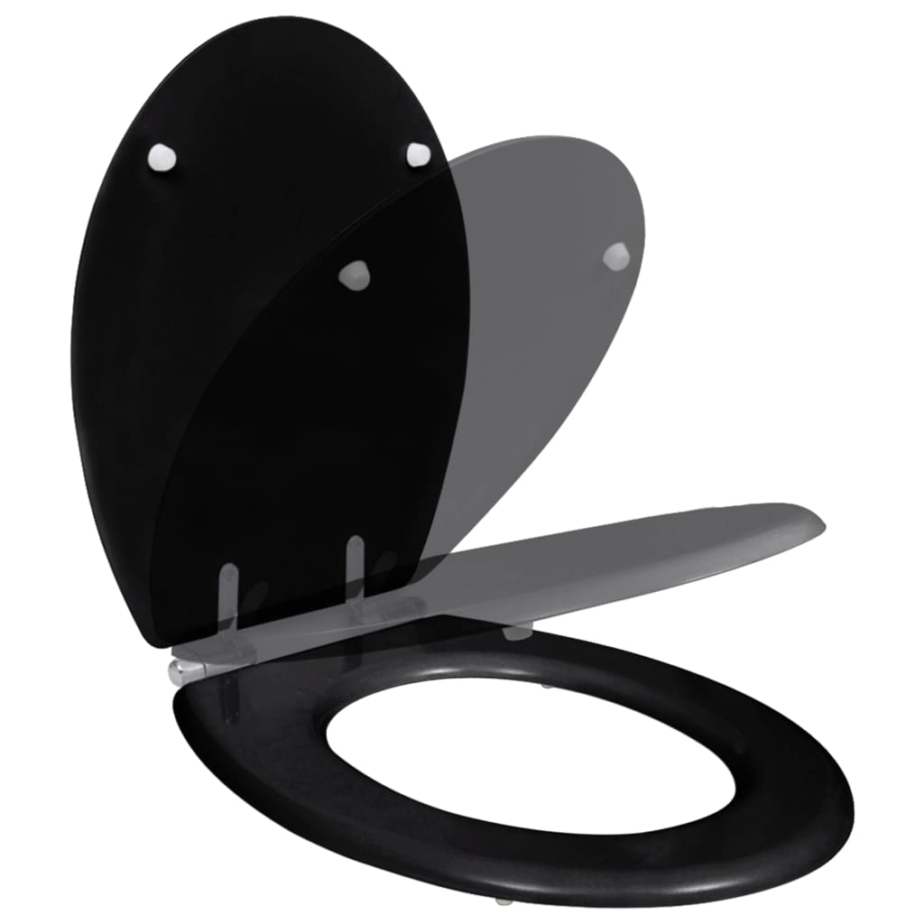 Asiento de inodoro Vidaxl Diseño simple de cierre suave MDF Negro