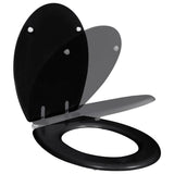 Asiento de inodoro Vidaxl Diseño simple de cierre suave MDF Negro