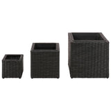Plavnostní pěstitele Vidaxl zvedly 3 st. Poly Rattan Black