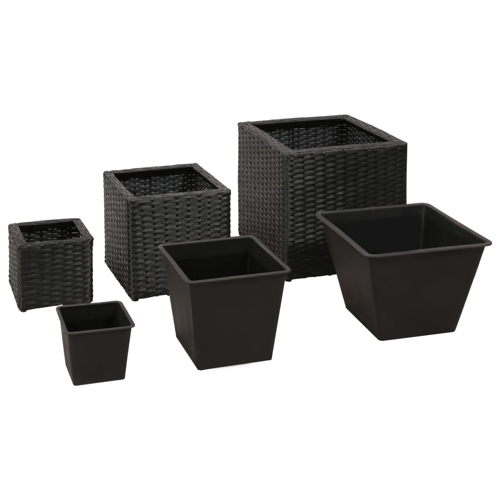 Plavnostní pěstitele Vidaxl zvedly 3 st. Poly Rattan Black