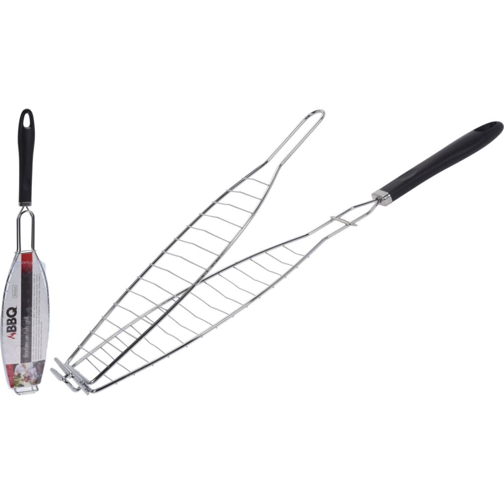 BBQ Fish Grill 58 cm de cromo negro
