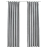 Vidaxl curtains blackout with hooks 2 st 140x175 cm gray
