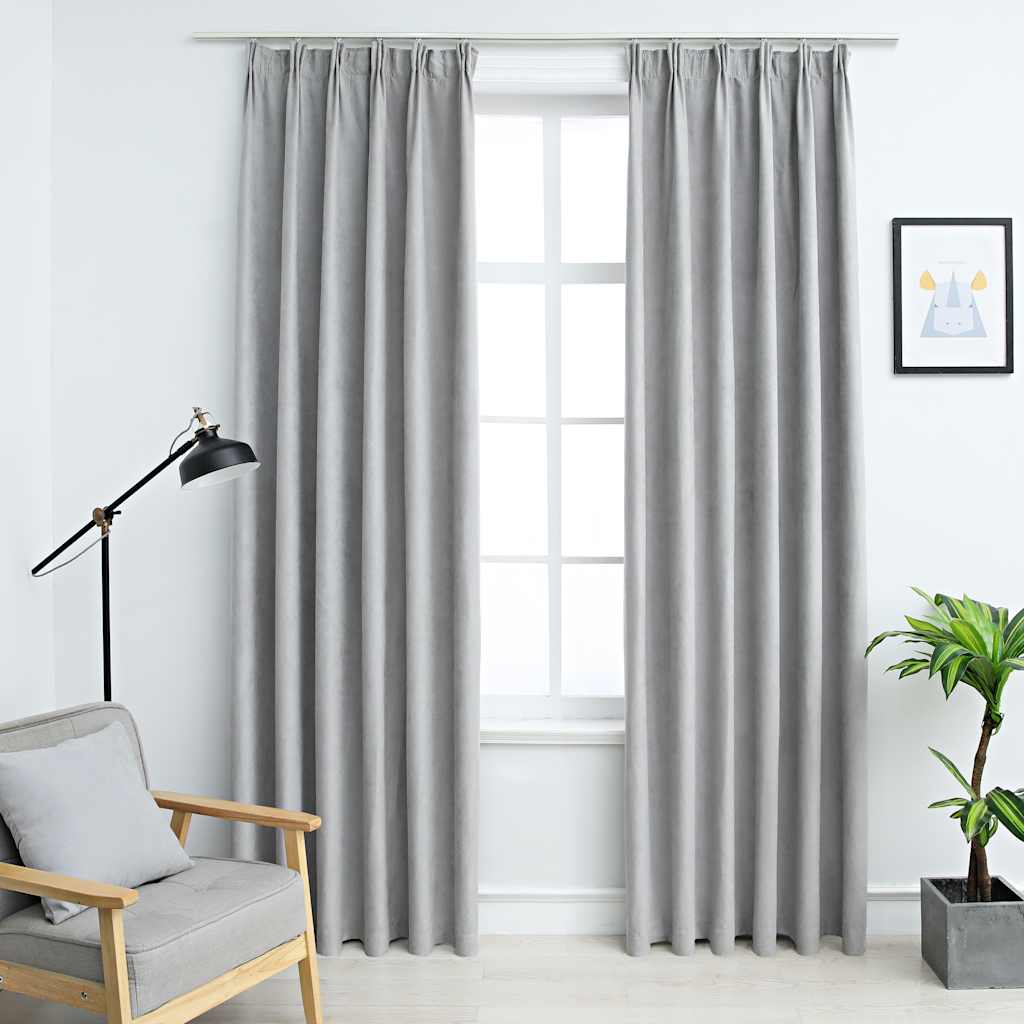 Vidaxl curtains blackout with hooks 2 st 140x175 cm gray