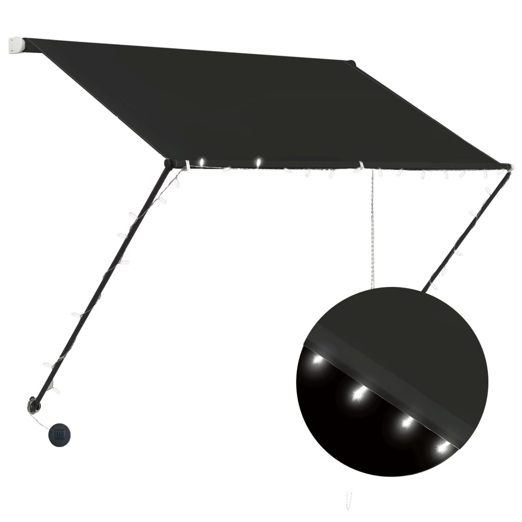 Vidaxl luifel extensible avec LED 150x150 cm anthracite