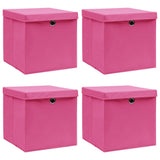 Boîtes de rangement Vidaxl avec couvercle 4 PCS 32x32x32 cm Fabric rose