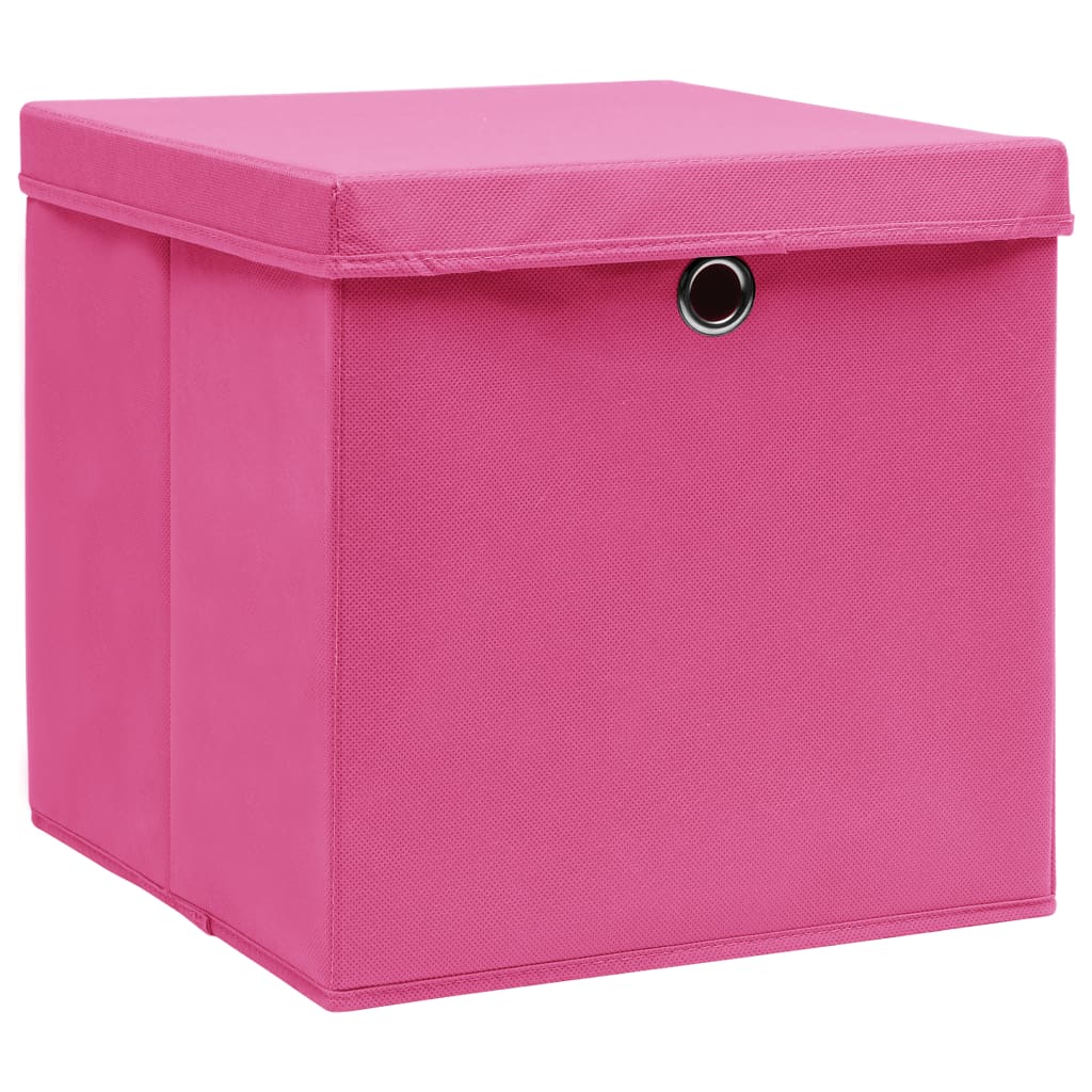 Boîtes de rangement Vidaxl avec couvercle 4 PCS 32x32x32 cm Fabric rose