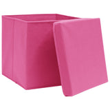Boîtes de rangement Vidaxl avec couvercle 4 PCS 32x32x32 cm Fabric rose