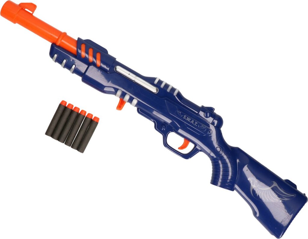 Toi-toys policijska puška modra s 6 penastimi