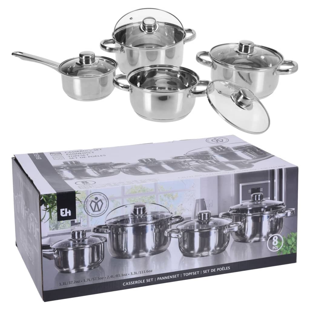 Fremragende Houseware Houseware 8-delt pande Sæt med rustfrit stål
