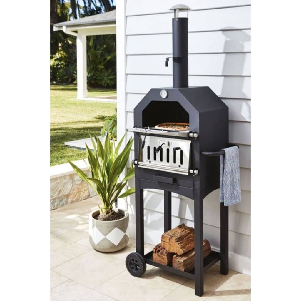 Progarden 2-in-1 grilovací pizza trouba 68 x 48 x 156 cm nerezová ocel černá