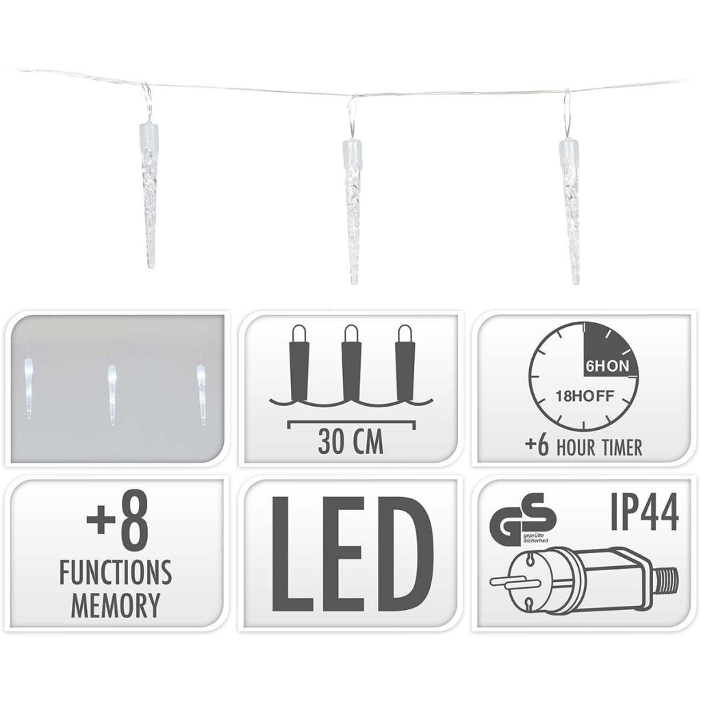 S.I.A. S.I.A. Świąteczne światła lodowe Gules 6m 40 diody LED IP44 + Timer