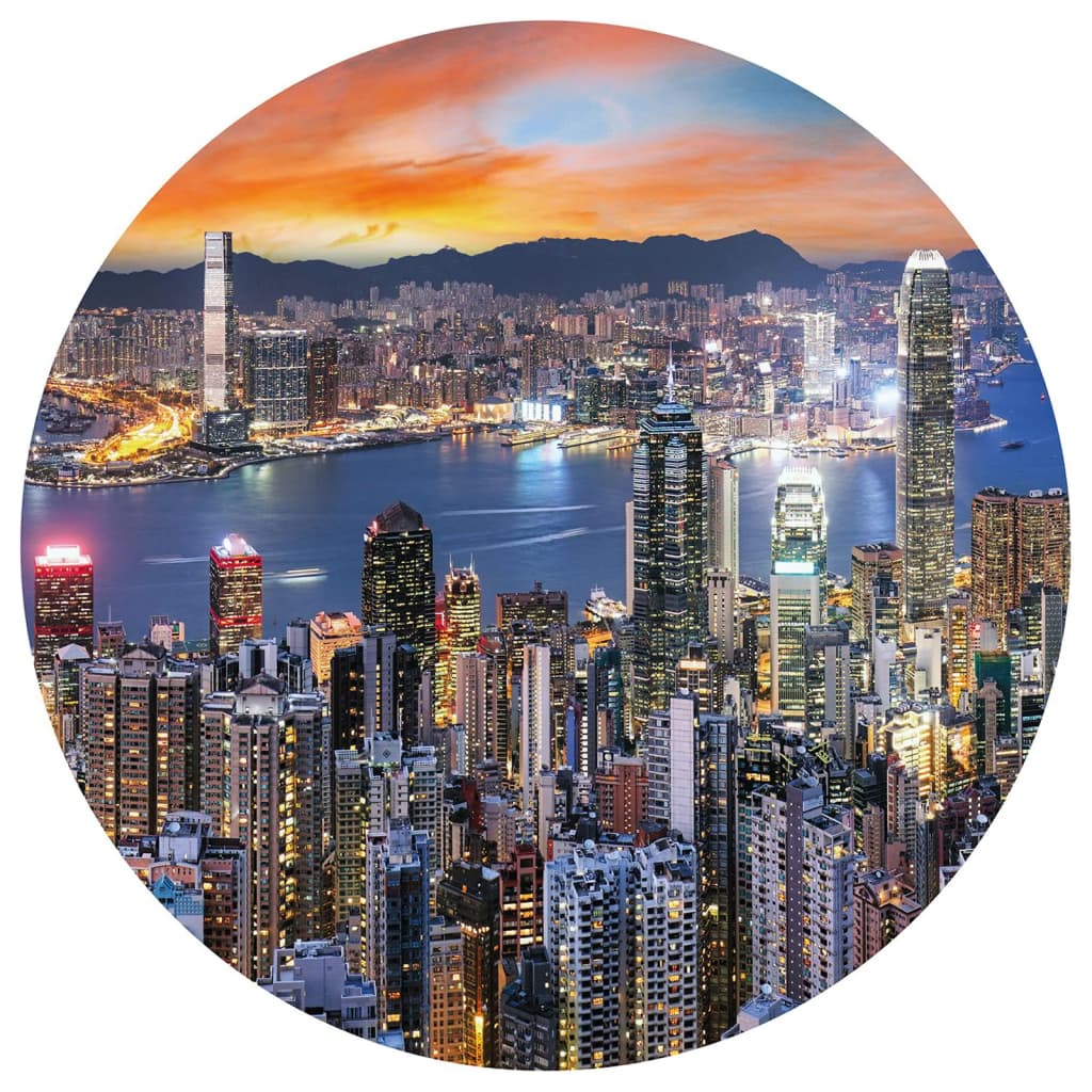 Wallart Wallow Circle Skyline om natten 190 cm