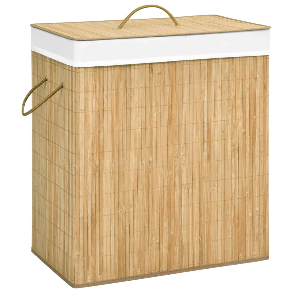 Vidaxl laundry basket with 2 compartments 100 l bamboo