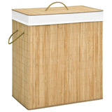 Vidaxl laundry basket with 2 compartments 100 l bamboo