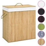 Vidaxl laundry basket with 2 compartments 100 l bamboo