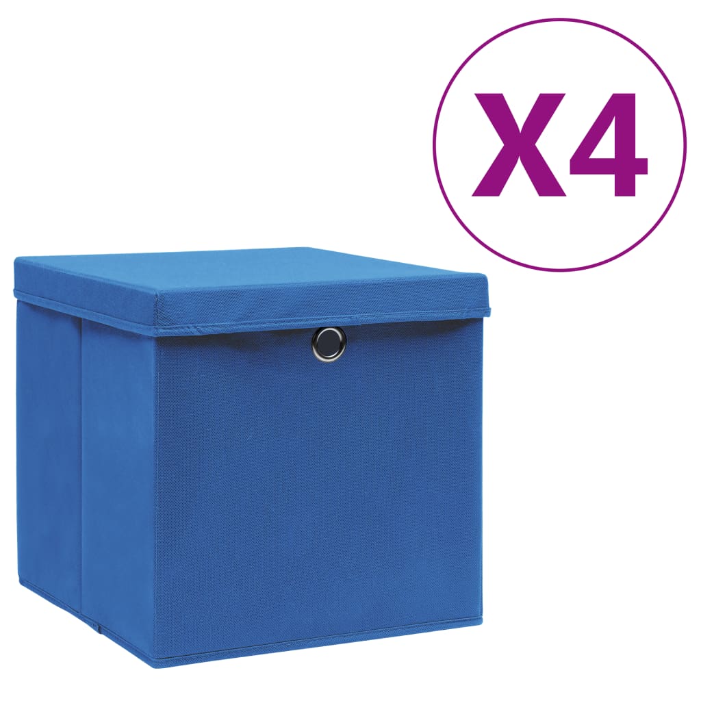 Vidaxl storage boxes with lid 4 pcs 28x28x28 cm blue