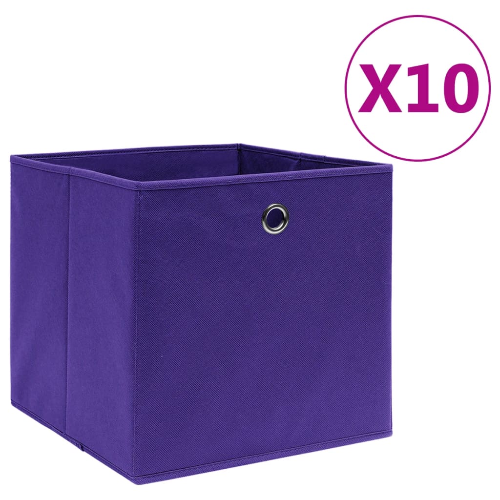 Škatle za shranjevanje vidaxl 10 psov 28x28x28 cm netkana tkanina vijolična