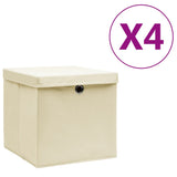 Úložné boxy Vidaxl s víkem 4 krémy 28x28x28 cm