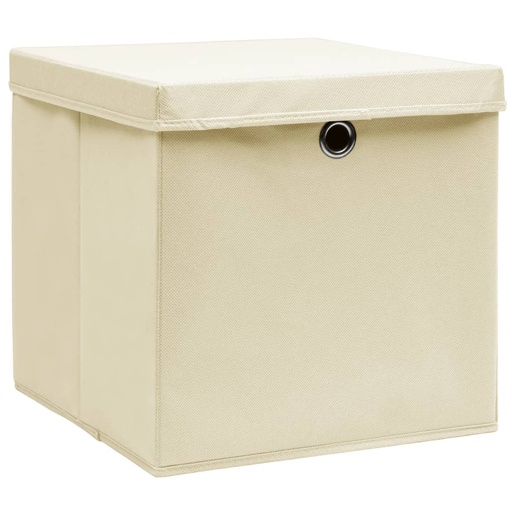 Úložné boxy Vidaxl s víkem 4 krémy 28x28x28 cm