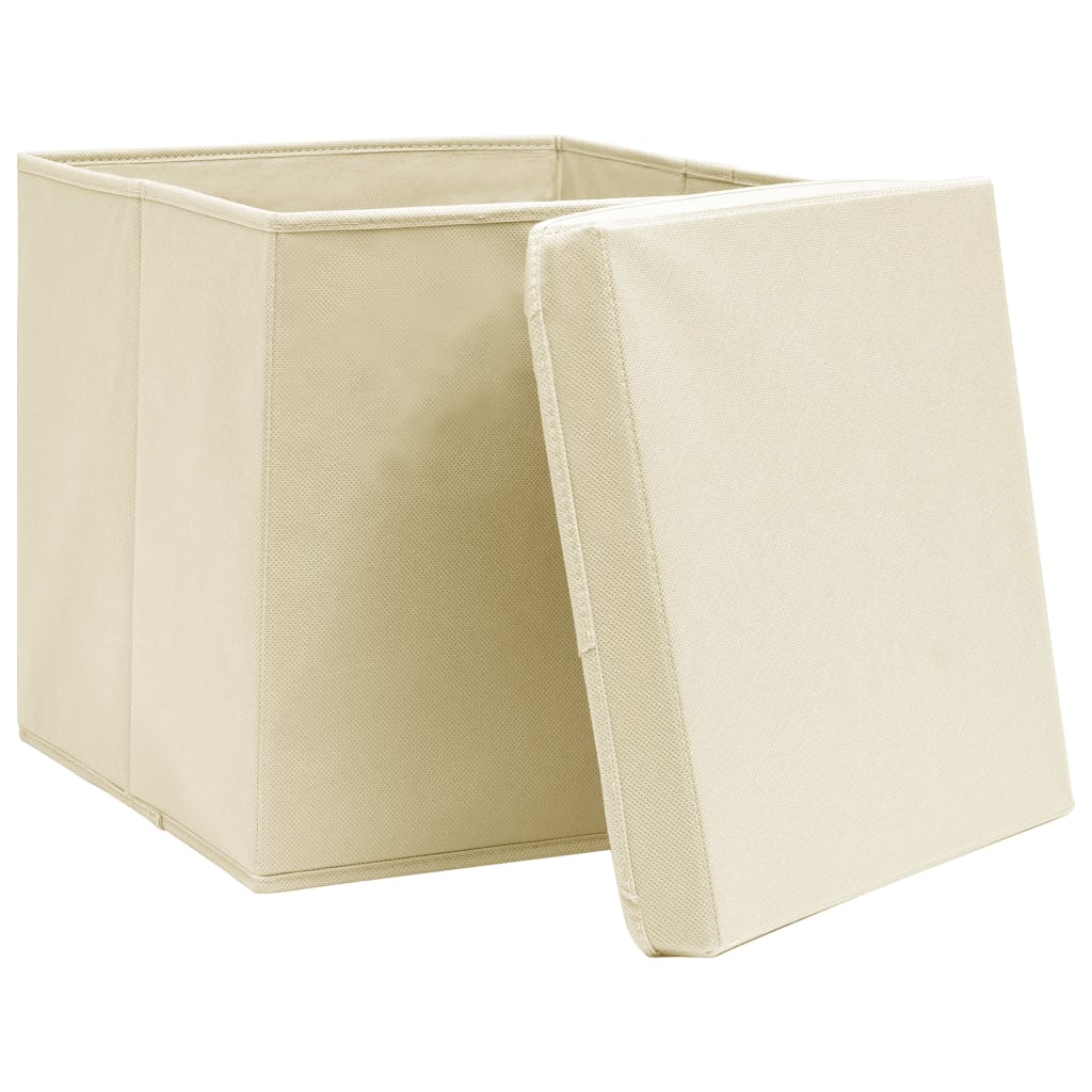 Úložné boxy Vidaxl s víkem 4 krémy 28x28x28 cm