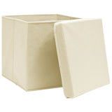 Úložné boxy Vidaxl s víkem 4 krémy 28x28x28 cm