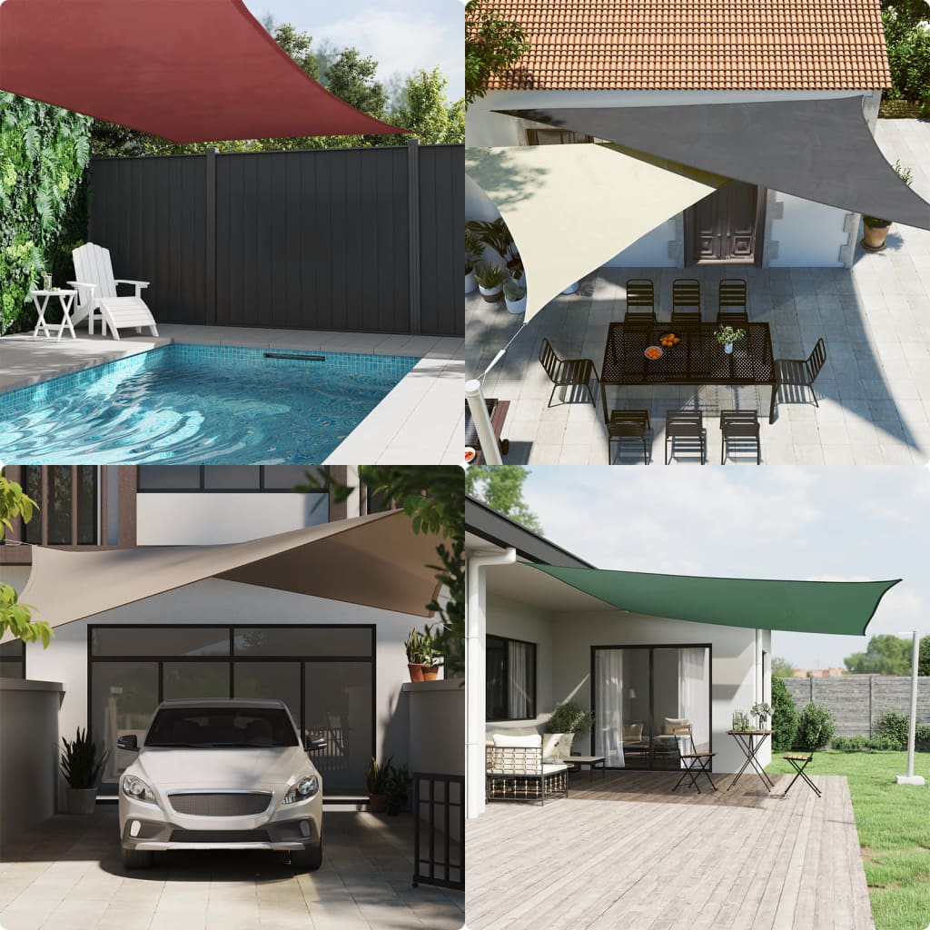 Vidaxl Sunshade Triangular 5x7x7 m oxford tkanina crème -colored