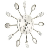Vidaxl Reloj de pared Spoon y Fork 31 cm de aluminio de plata de color de aluminio