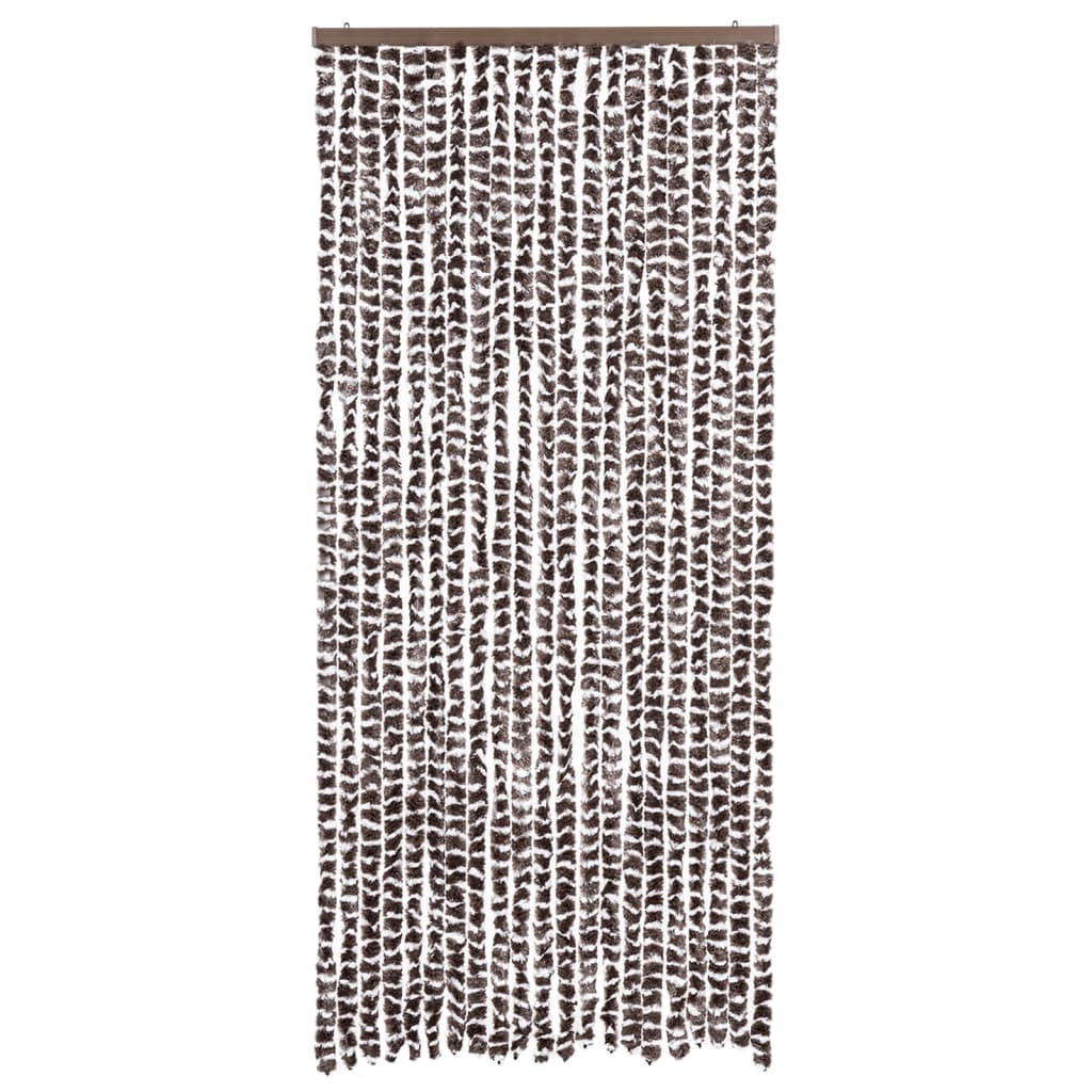 Vidaxl muha zavesa 90x220 cm Chenille rjava in bela