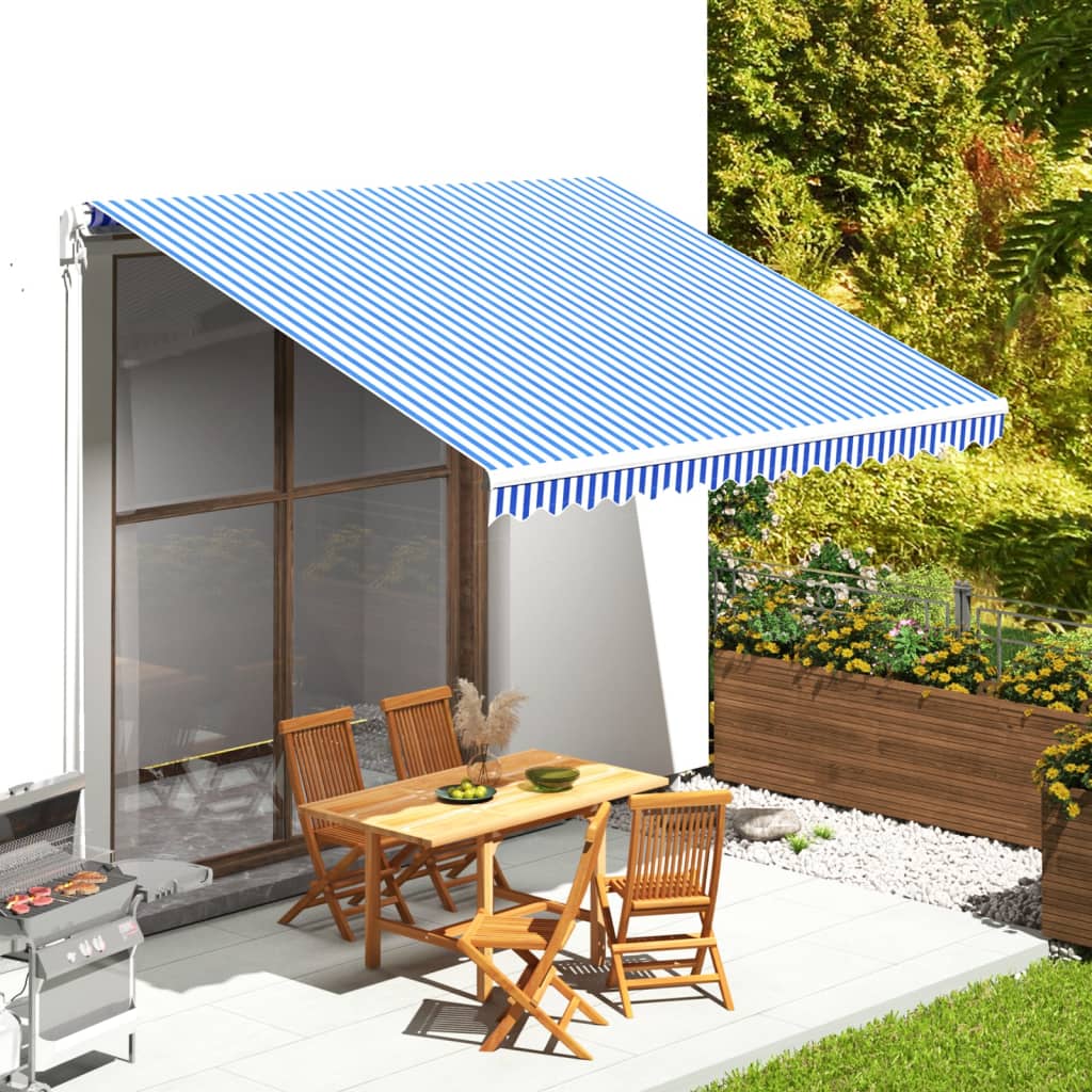 Tissu de remplacement de Vidaxl pour Luifel 4x3,5 m bleu et blanc