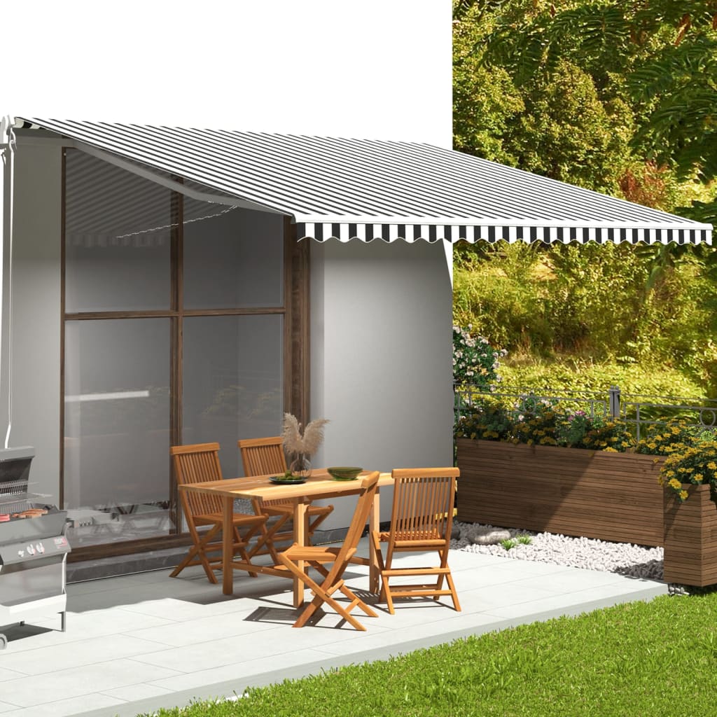 Tissu de remplacement de Vidaxl pour Luifel 5x3,5 M anthracite -colore et blanc