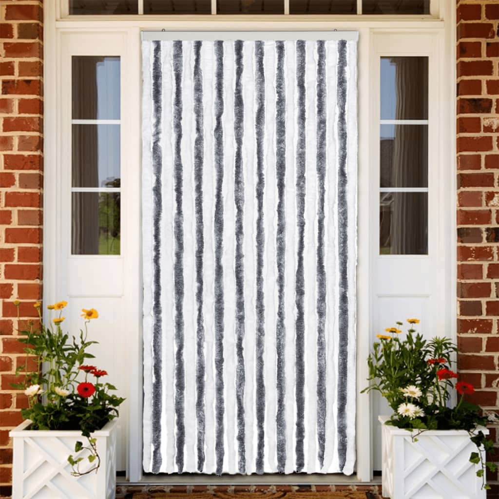 Vidaxl Fly Curtain 90x200 cm Chenille grå og hvit