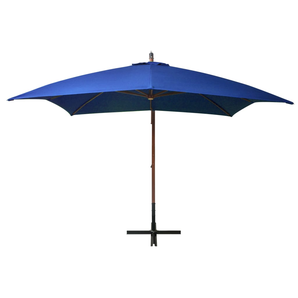Vidaxl flytende parasol med stolpe 3x3 m solid furu -wood azureblå