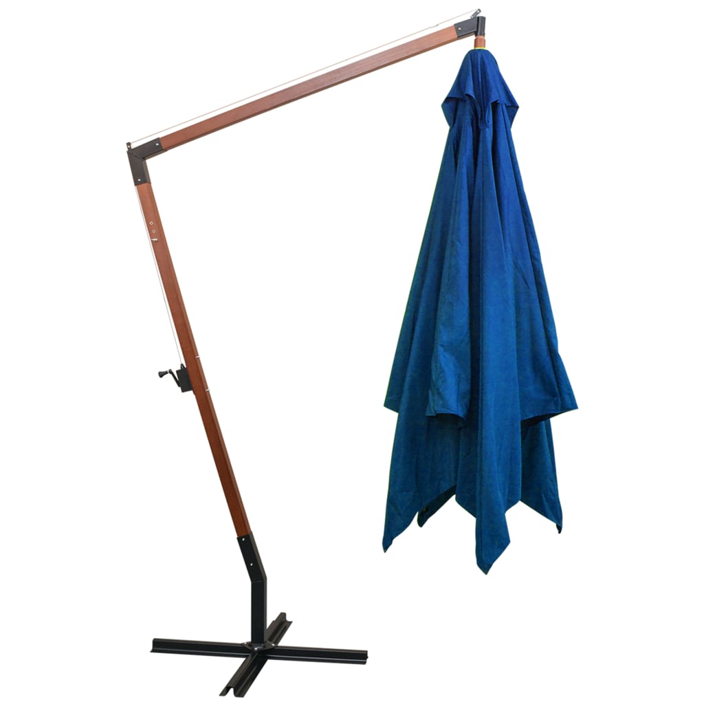 Vidaxl flytende parasol med stolpe 3x3 m solid furu -wood azureblå