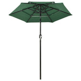 Vidaxl Parasol 3-skikt med aluminiumstång 2 m grön